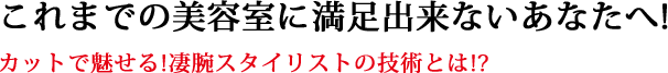 これまでの美容室に満足出来ないあなたへ!カットで魅せる!凄腕スタイリストの技術とは!?